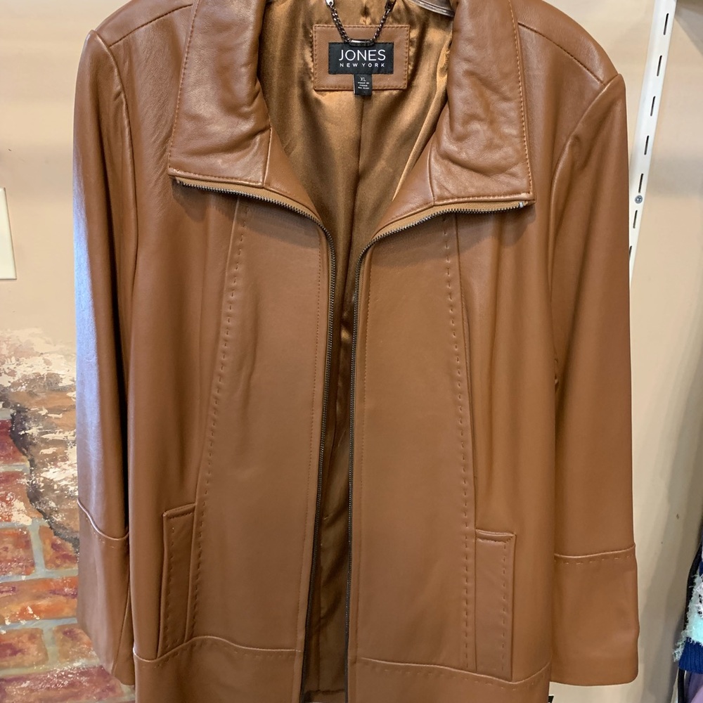 ☀️Brown Leather Coat☀️ NWT - Picture 2 of 11